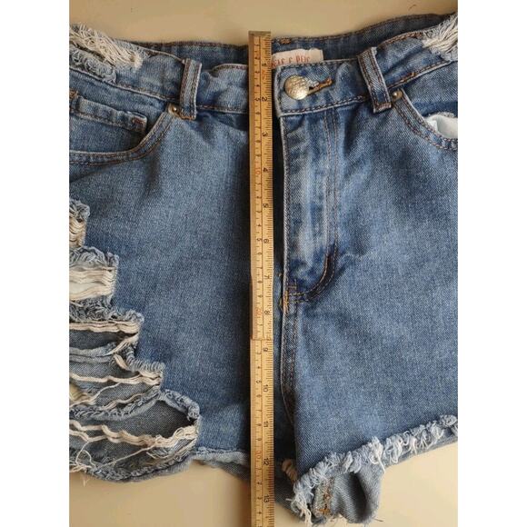Mele Pere Booty Jean Shorts Woman M - Cut Offs Grunge Destroyed Distressed Denim - Picture 3 of 12